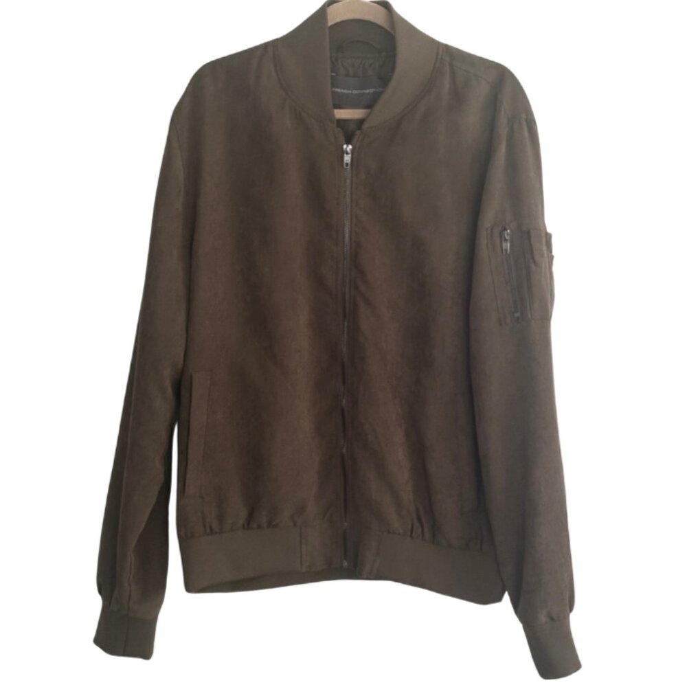 French Connection Men’s Bomber Jacket Olive Green XL NEW